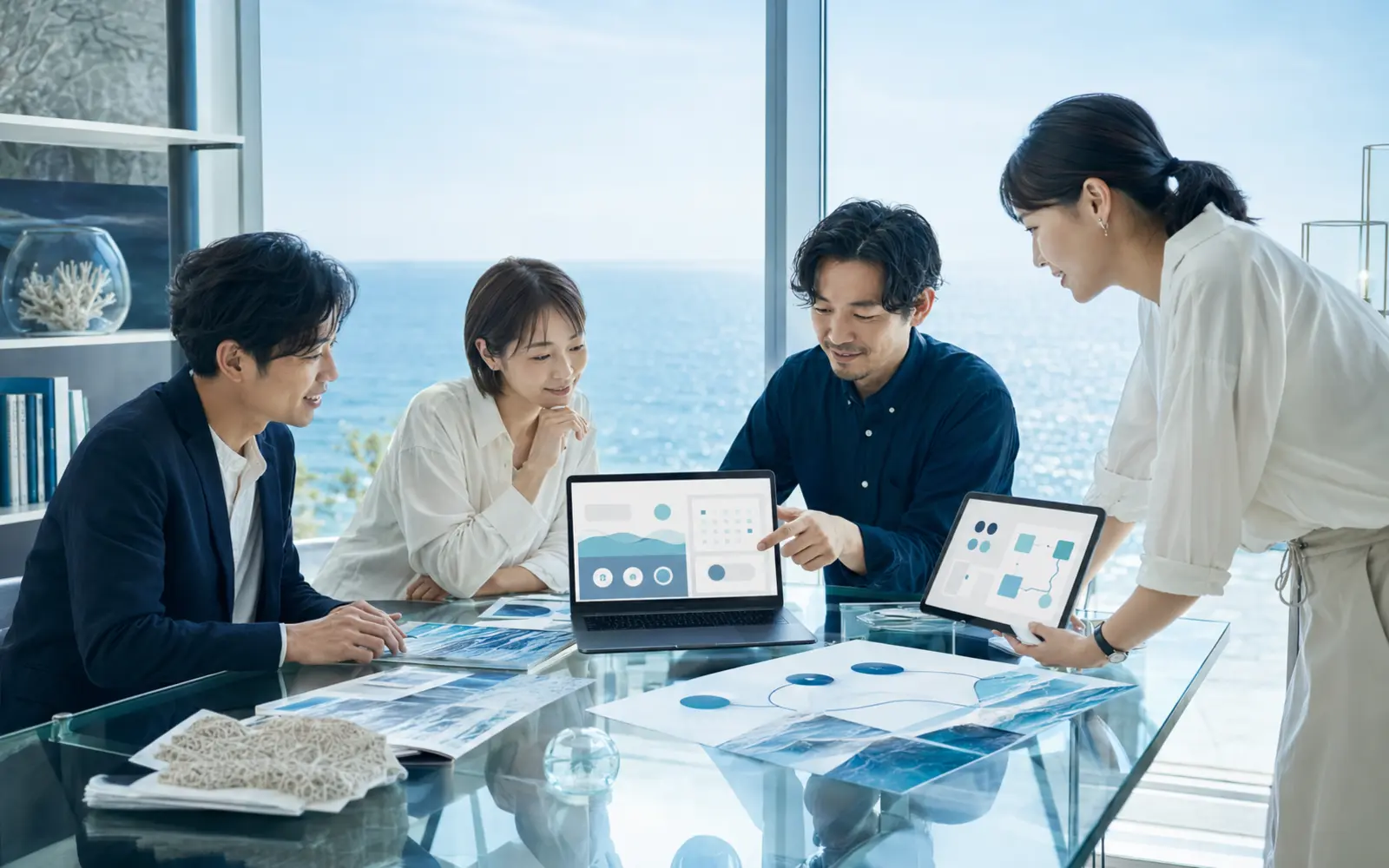 南知多町の観光・海の事業・地域プロジェクトとスマートフォン導線を表現したWEB制作イメージ