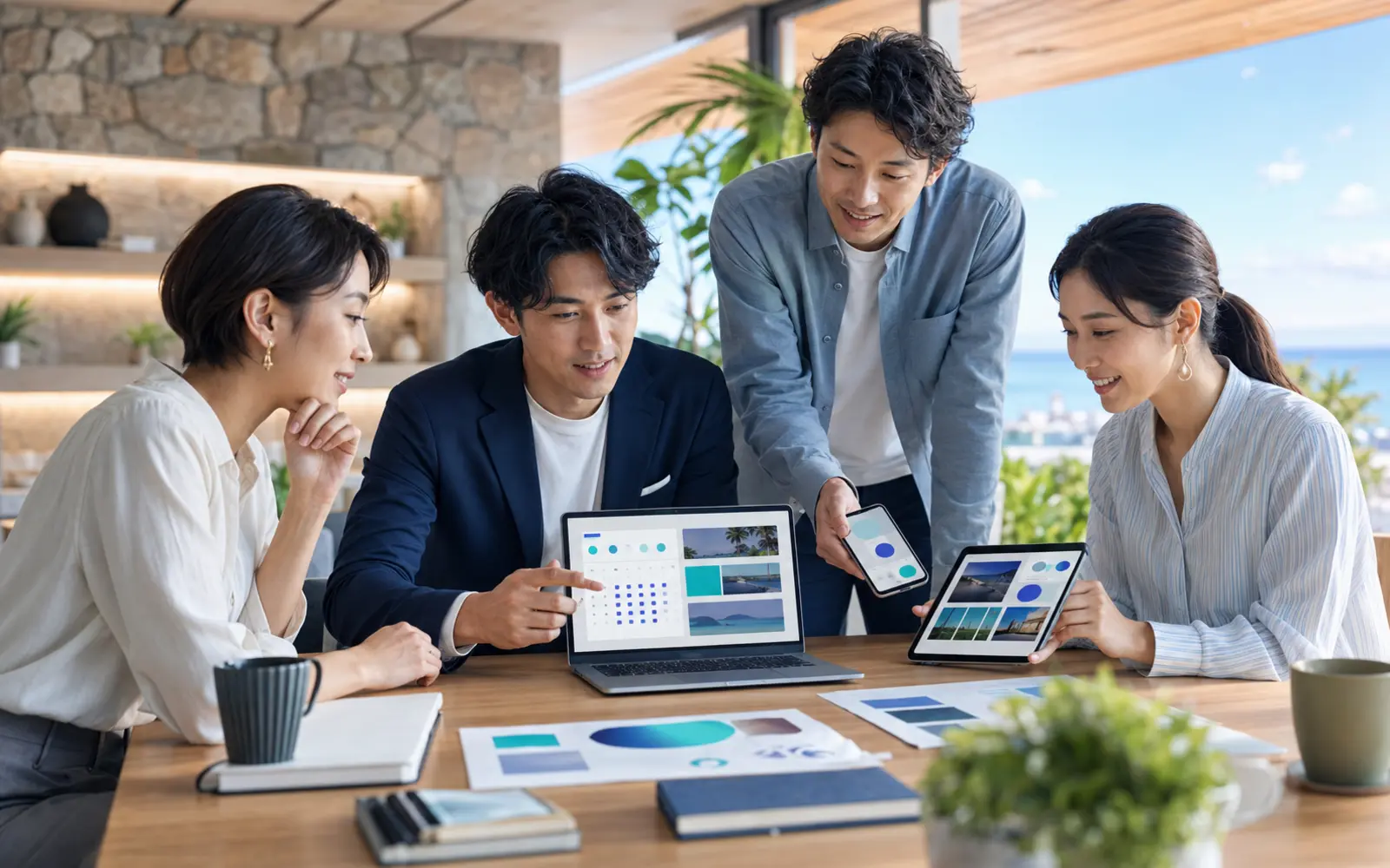 那覇市の企業・店舗・観光・地域活動とスマートフォン導線を表現したWEB制作イメージ