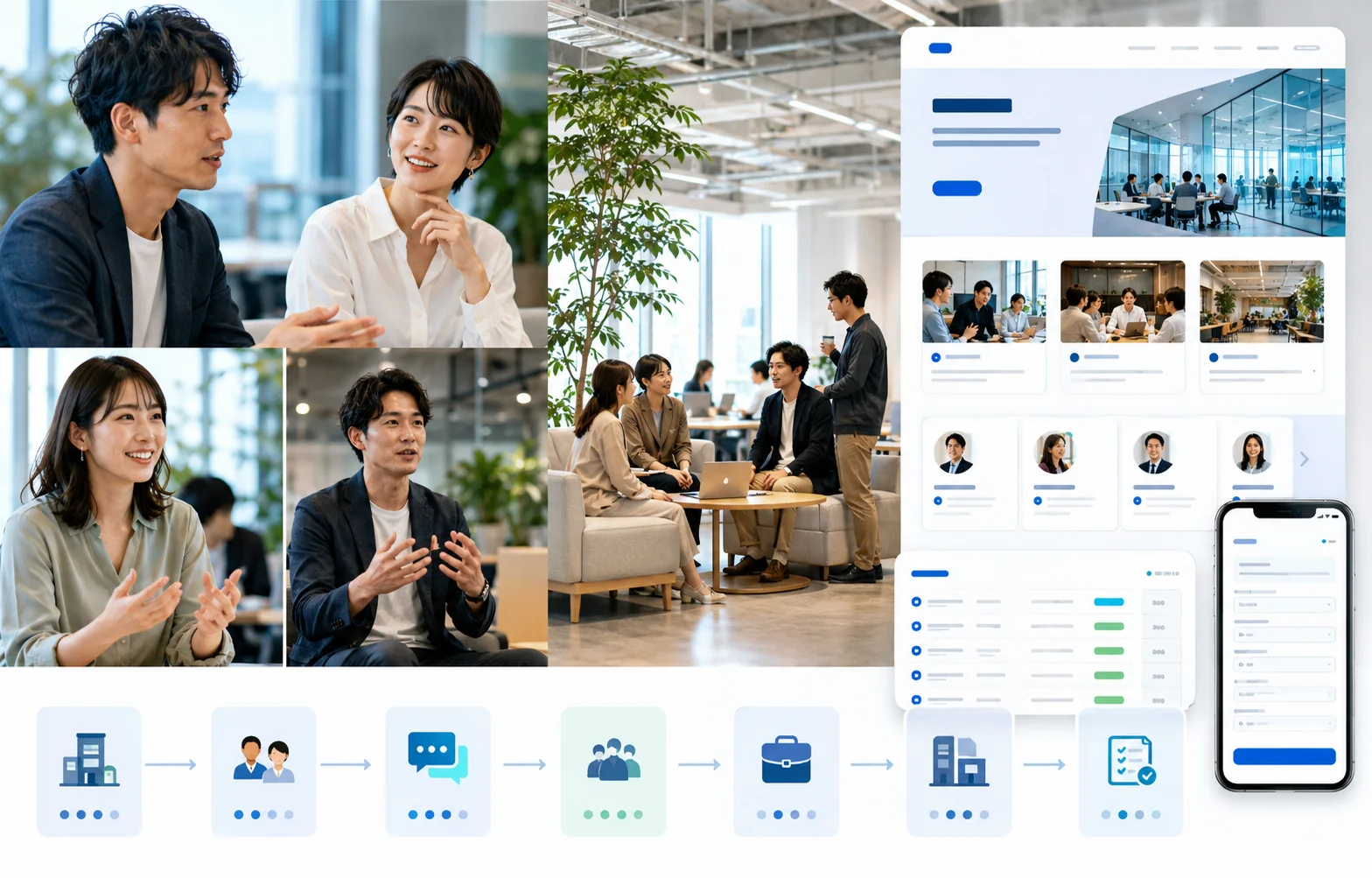 働く人・職場・社員紹介・募集職種・応募までをつなぐ採用体験の設計イメージ